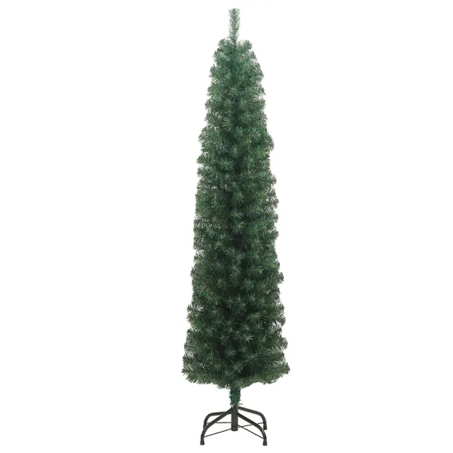 Sapin de Noël artificiel mince avec support vert 180 cm PVC