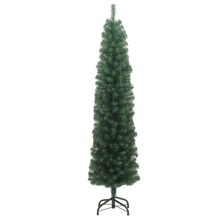 Sapin de Noël artificiel mince avec support vert 180 cm PVC