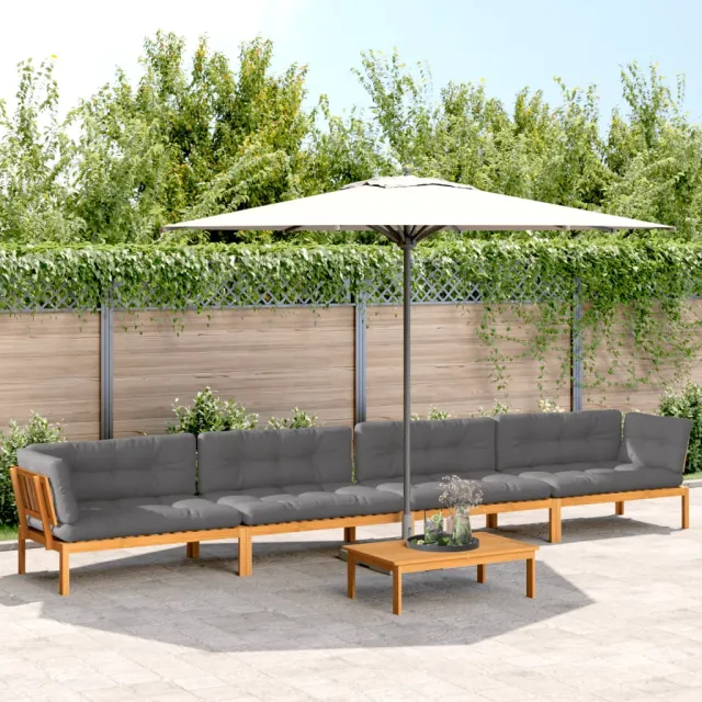 Salon palette de jardin avec coussins 5pcs bois d'acacia massif