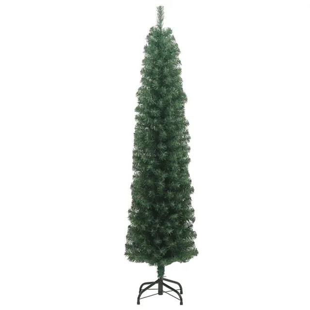 Sapin de Noël artificiel mince avec support vert 240 cm PVC