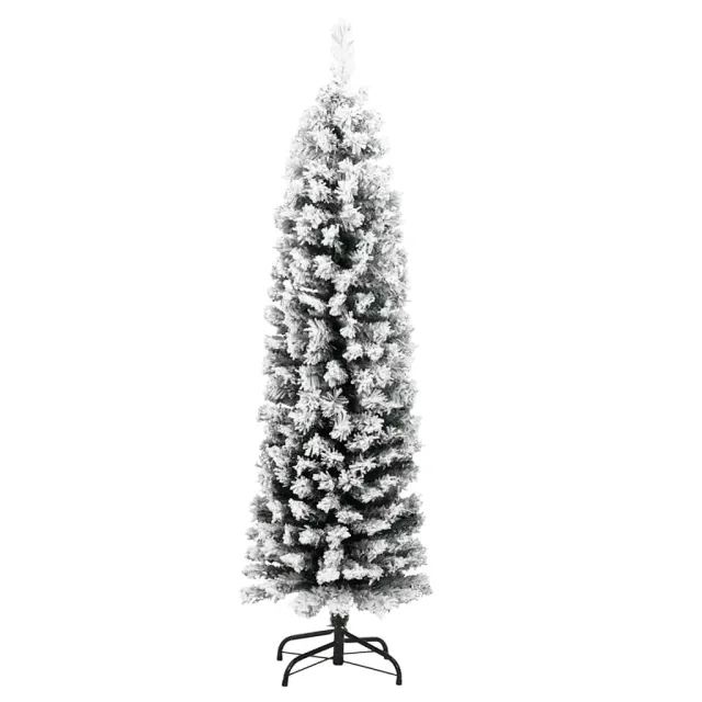 Sapin de Noël artificiel mince flocon de neige vert 150 cm PVC