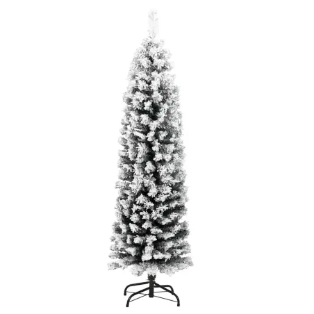 Sapin de Noël artificiel mince flocon de neige vert 150 cm PVC