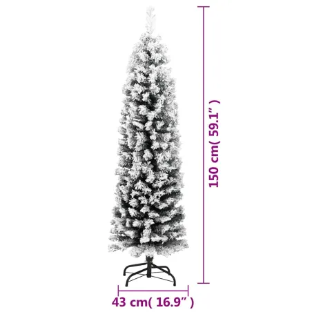Sapin de Noël artificiel mince flocon de neige vert 150 cm PVC