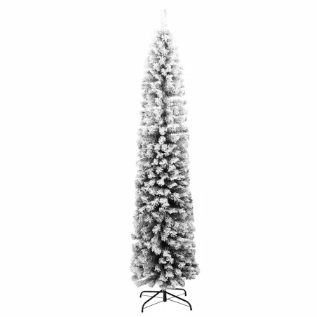 Sapin de Noël artificiel mince flocon de neige vert 180 cm PVC