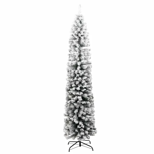 Sapin de Noël artificiel mince flocon de neige vert 210 cm PVC