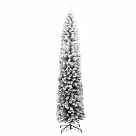 Sapin de Noël artificiel mince flocon de neige vert 210 cm PVC