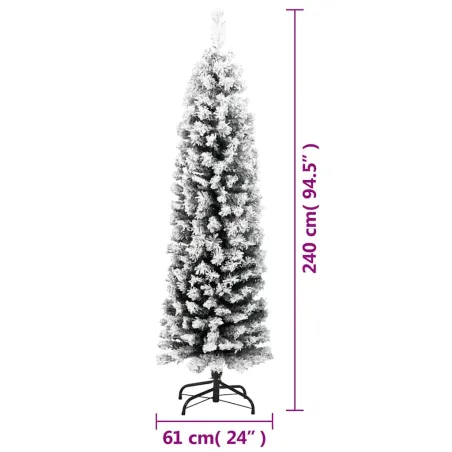 Sapin de Noël artificiel mince flocon de neige vert 240 cm PVC