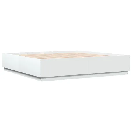 Cadre de lit avec LED sans matelas blanc 200x200 cm