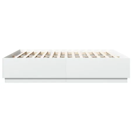 Cadre de lit avec LED sans matelas blanc 200x200 cm