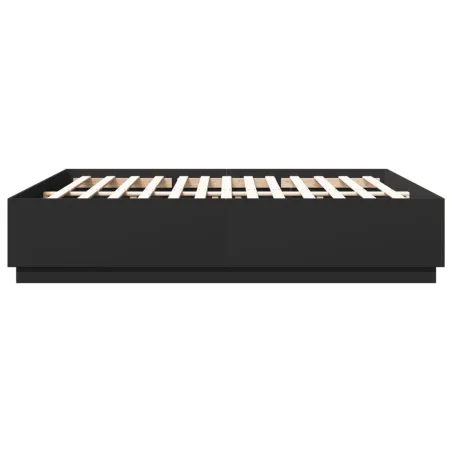 Cadre de lit avec LED sans matelas noir 200x200 cm