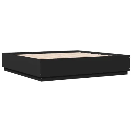 Cadre de lit avec LED sans matelas noir 200x200 cm
