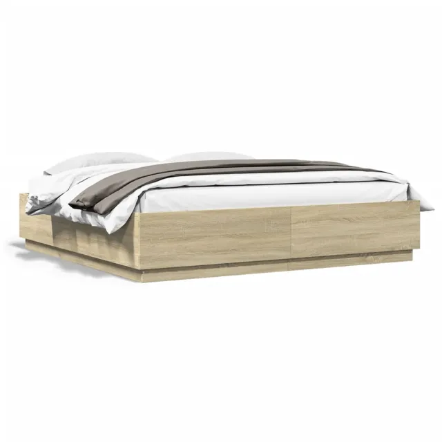 Cadre de lit avec LED sans matelas chêne sonoma 200x200 cm