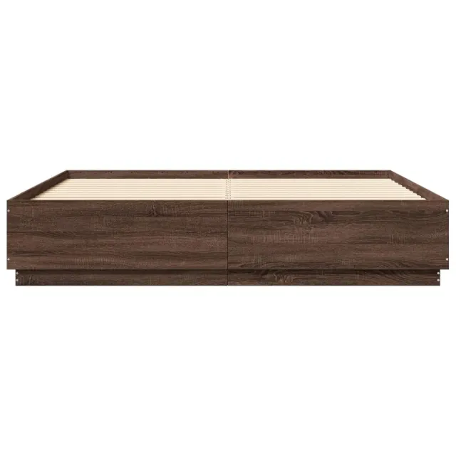 Cadre de lit avec LED sans matelas chêne marron 200x200 cm