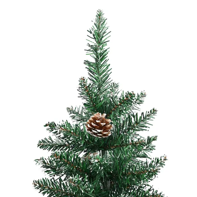Sapin de Noël mince bois véritable et neige blanche vert 150 cm
