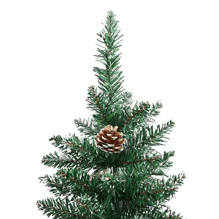 Sapin de Noël mince bois véritable et neige blanche vert 150 cm