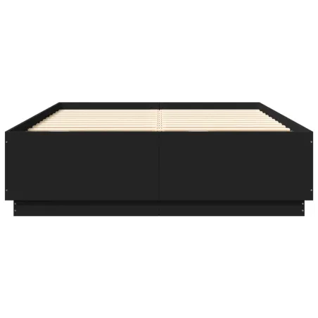 Cadre de lit avec LED sans matelas noir 150x200 cm