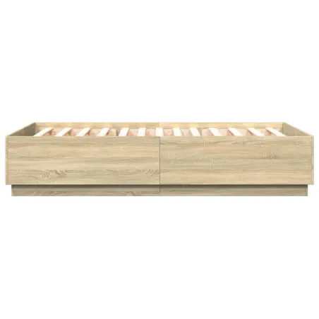 Cadre de lit avec LED sans matelas chêne sonoma 150x200 cm