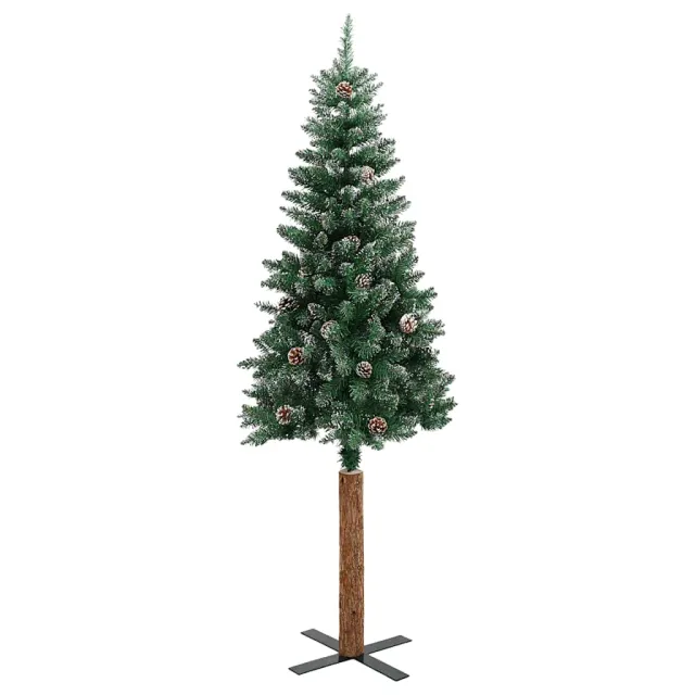 Sapin de Noël mince bois véritable et neige blanche vert 180 cm
