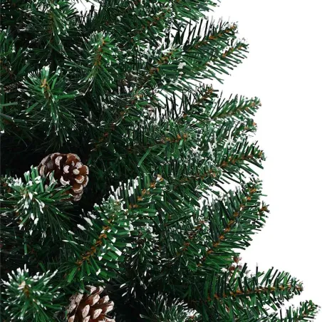Sapin de Noël mince bois véritable et neige blanche vert 210 cm