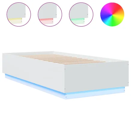 Cadre de lit avec LED sans matelas blanc 100x200 cm 2