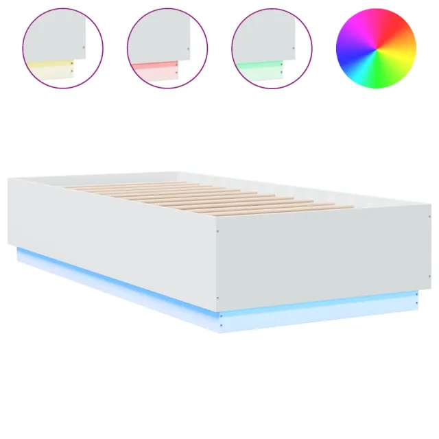 Cadre de lit avec LED sans matelas blanc 100x200 cm