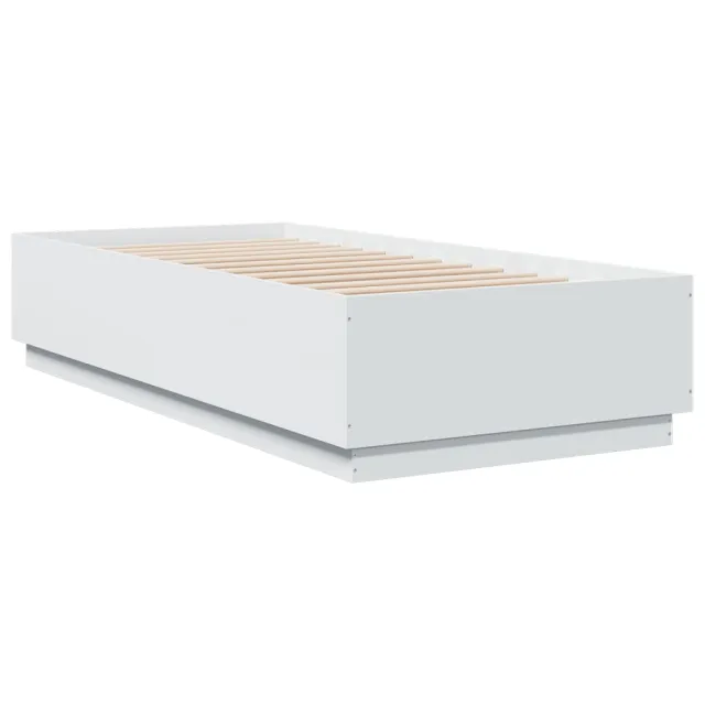 Cadre de lit avec LED sans matelas blanc 100x200 cm
