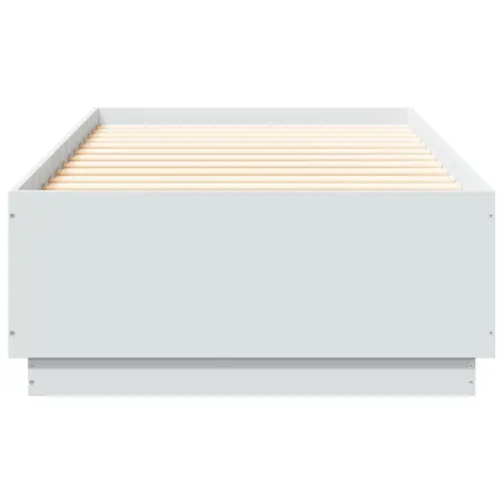 Cadre de lit avec LED sans matelas blanc 100x200 cm