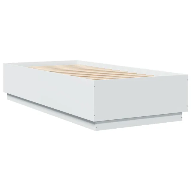 Cadre de lit avec LED sans matelas blanc 100x200 cm