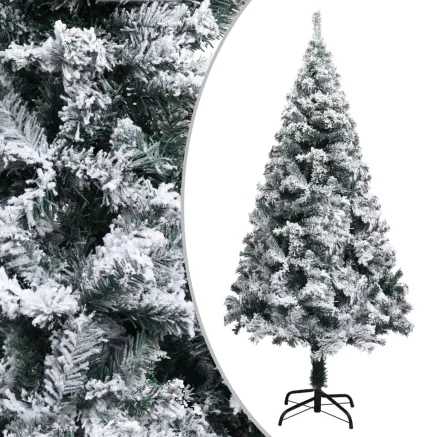 Sapin de Noël artificiel avec neige floquée vert 150 cm PVC