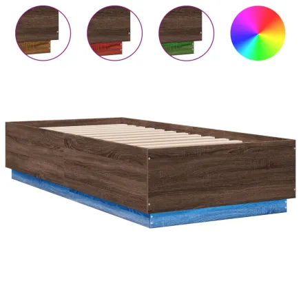 Cadre de lit avec LED sans matelas chêne marron 100x200 cm 2