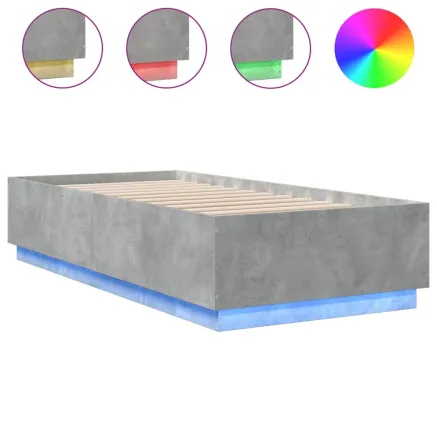 Cadre de lit avec LED sans matelas gris béton 90x200 cm 2