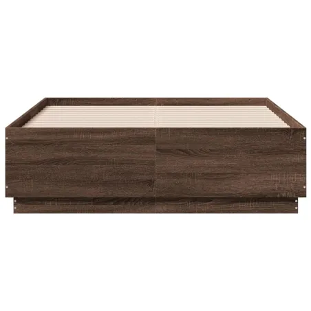Cadre de lit avec LED sans matelas chêne marron 140x190 cm