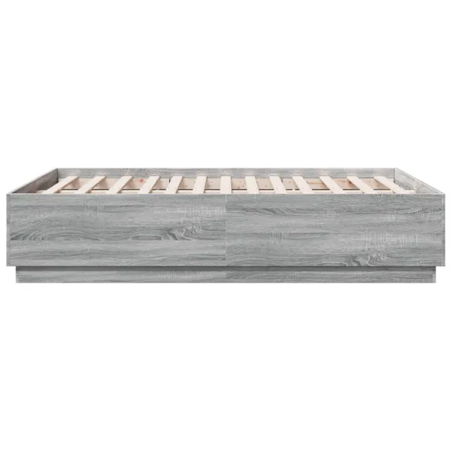 Cadre de lit avec LED sans matelas sonoma gris 135x190 cm