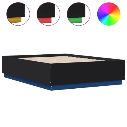 Cadre de lit avec LED sans matelas noir 120x190 cm 2