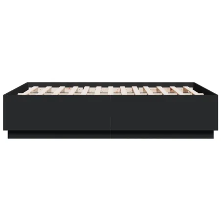 Cadre de lit avec LED sans matelas noir 120x190 cm