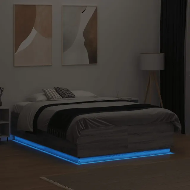 Cadre de lit avec LED sans matelas sonoma gris 120x190 cm