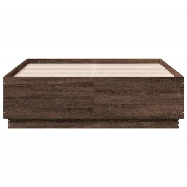 Cadre de lit avec LED sans matelas chêne marron 120x190 cm