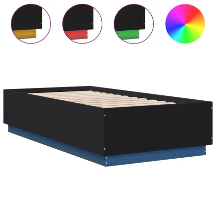 Cadre de lit avec LED sans matelas noir 90x190 cm 2