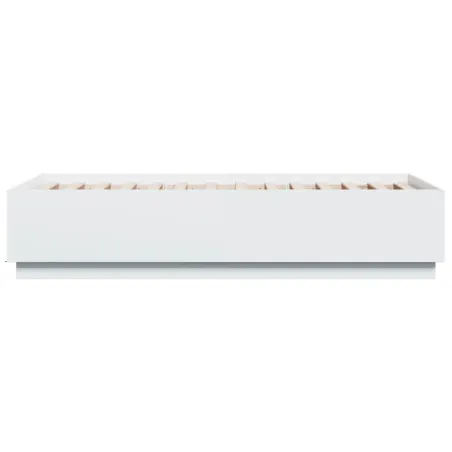 Cadre de lit avec LED sans matelas blanc 75x190 cm