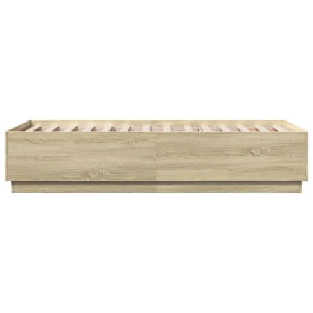 Cadre de lit avec LED sans matelas chêne sonoma 75x190 cm