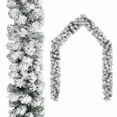 Guirlande de Noël avec neige floquée Vert 5 m PVC