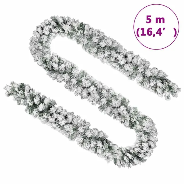 Guirlande de Noël avec neige floquée Vert 5 m PVC