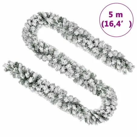 Guirlande de Noël avec neige floquée Vert 5 m PVC
