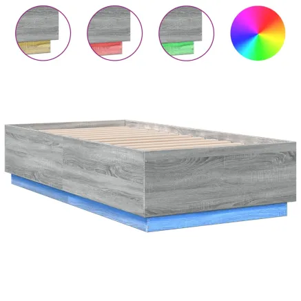 Cadre de lit avec LED sans matelas sonoma gris 75x190 cm 2