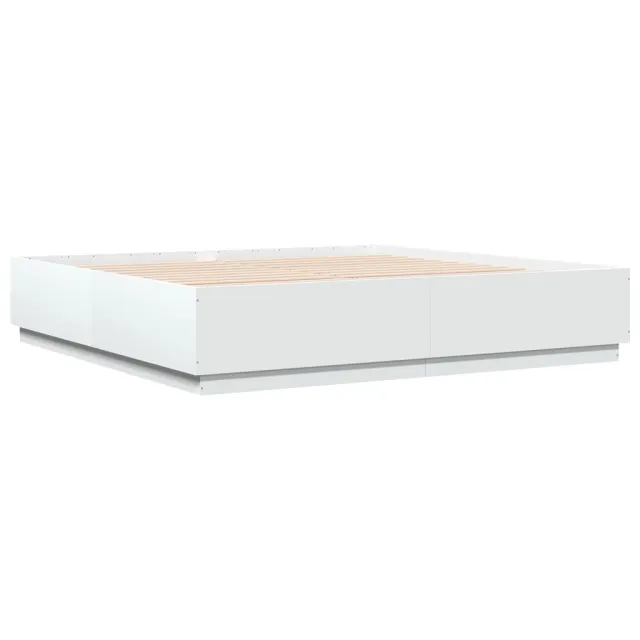 Cadre de lit sans matelas blanc 200x200 cm