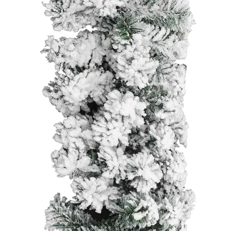 Guirlande de Noël avec neige floquée Vert 10 m PVC