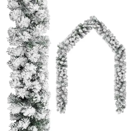 Guirlande de Noël avec neige floquée Vert 20 m PVC