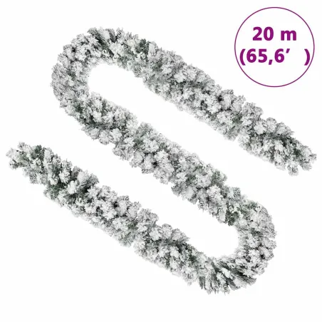 Guirlande de Noël avec neige floquée Vert 20 m PVC