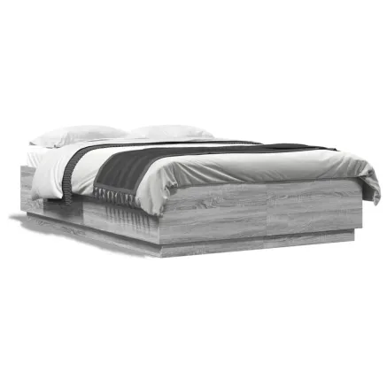Cadre de lit sans matelas sonoma gris 150x200 cm 2