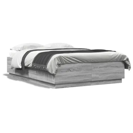 Cadre de lit sans matelas sonoma gris 140x200 cm 2
